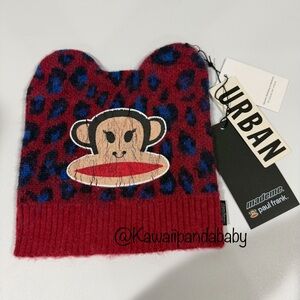 Rare New w/ Tag Paul Frank MadeMe Urban Outfitters Red Blue Leopard Beanie Hat